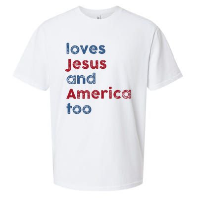 Retro Loves Jesus And America Too God Christian 4th Of July Sueded Cloud Jersey T-Shirt