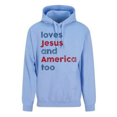 Retro Loves Jesus And America Too God Christian 4th Of July Unisex Surf Hoodie