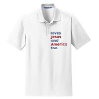 Retro Loves Jesus And America Too God Christian 4th Of July Dry Zone Grid Polo