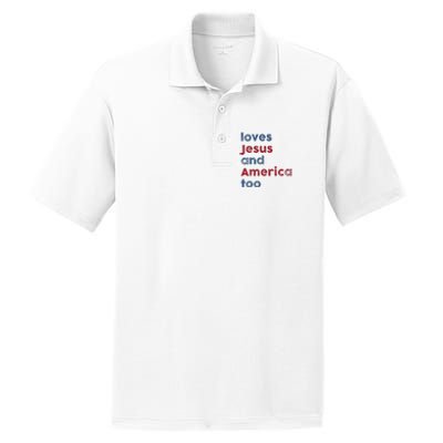 Retro Loves Jesus And America Too God Christian 4th Of July PosiCharge RacerMesh Polo