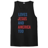 Retro Loves Jesus and America Too God Christian 4th of July PosiCharge Competitor Tank