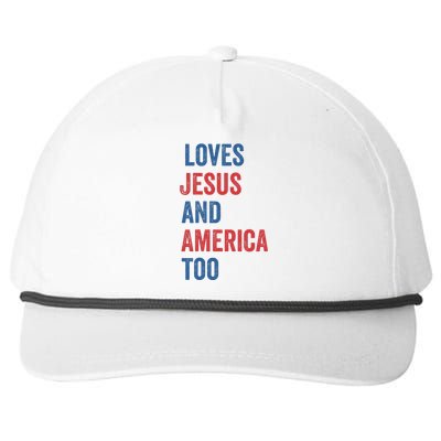 Retro Loves Jesus And America Too God Christian 4th Of July Snapback Five-Panel Rope Hat