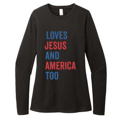 Retro Loves Jesus And America Too God Christian 4th Of July Womens CVC Long Sleeve Shirt