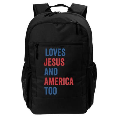 Retro Loves Jesus And America Too God Christian 4th Of July Meaningful Gift Backpack