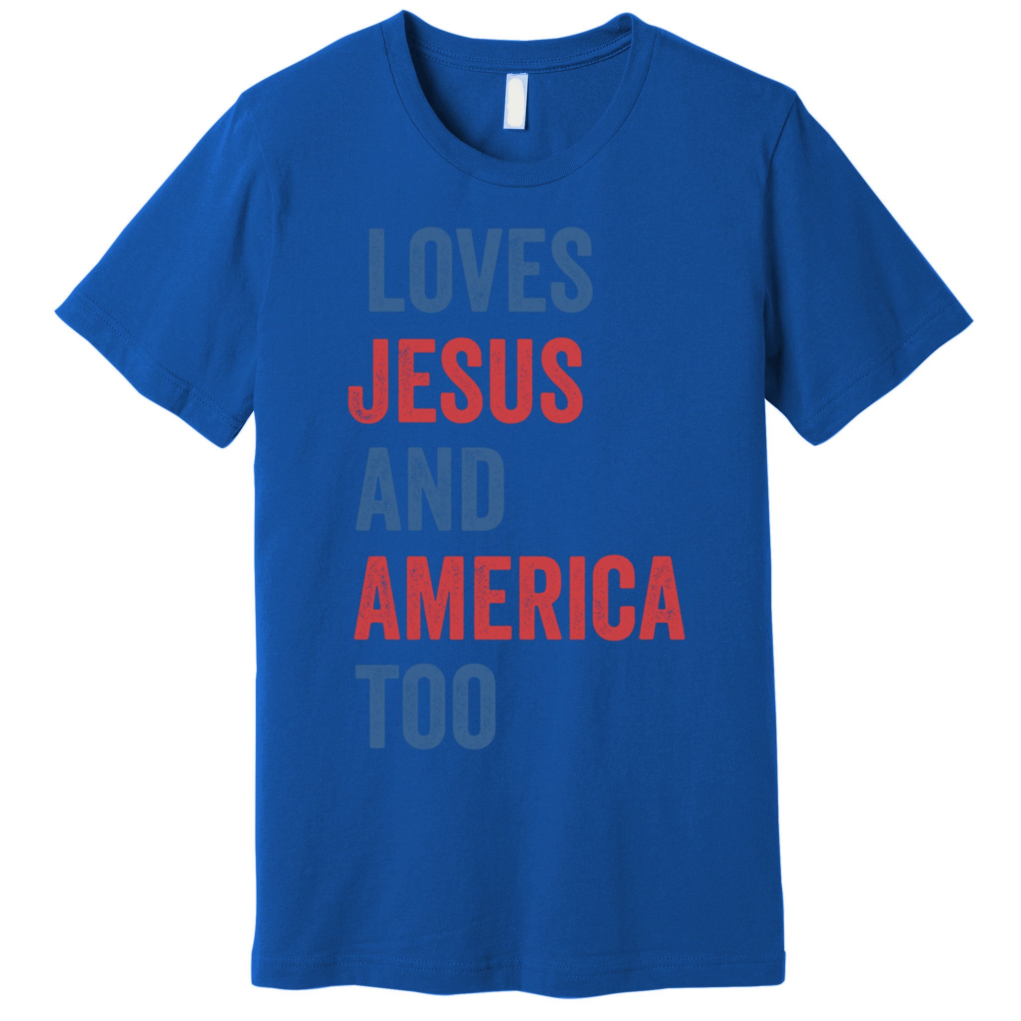 Retro Loves Jesus And America Too God Christian 4th Of July Meaningful Gift Premium T-Shirt