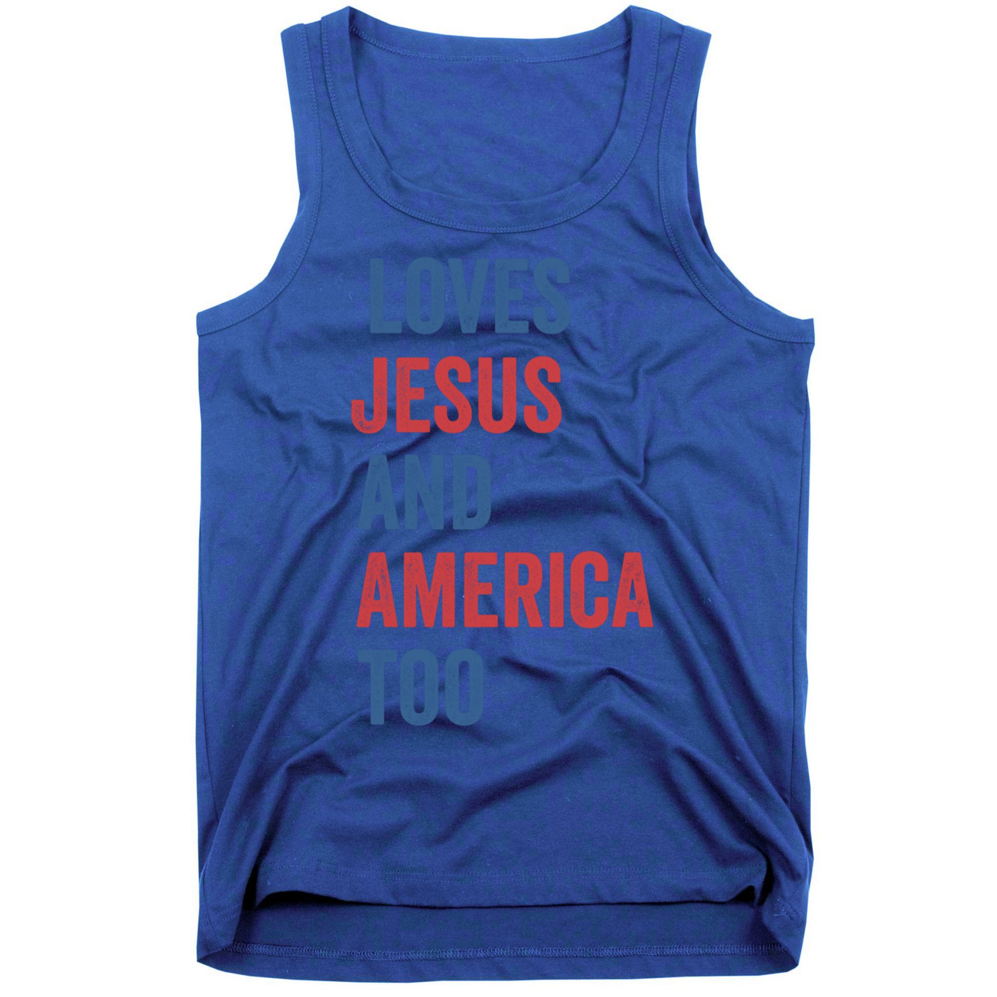 Retro Loves Jesus And America Too God Christian 4th Of July Meaningful Gift Tank Top