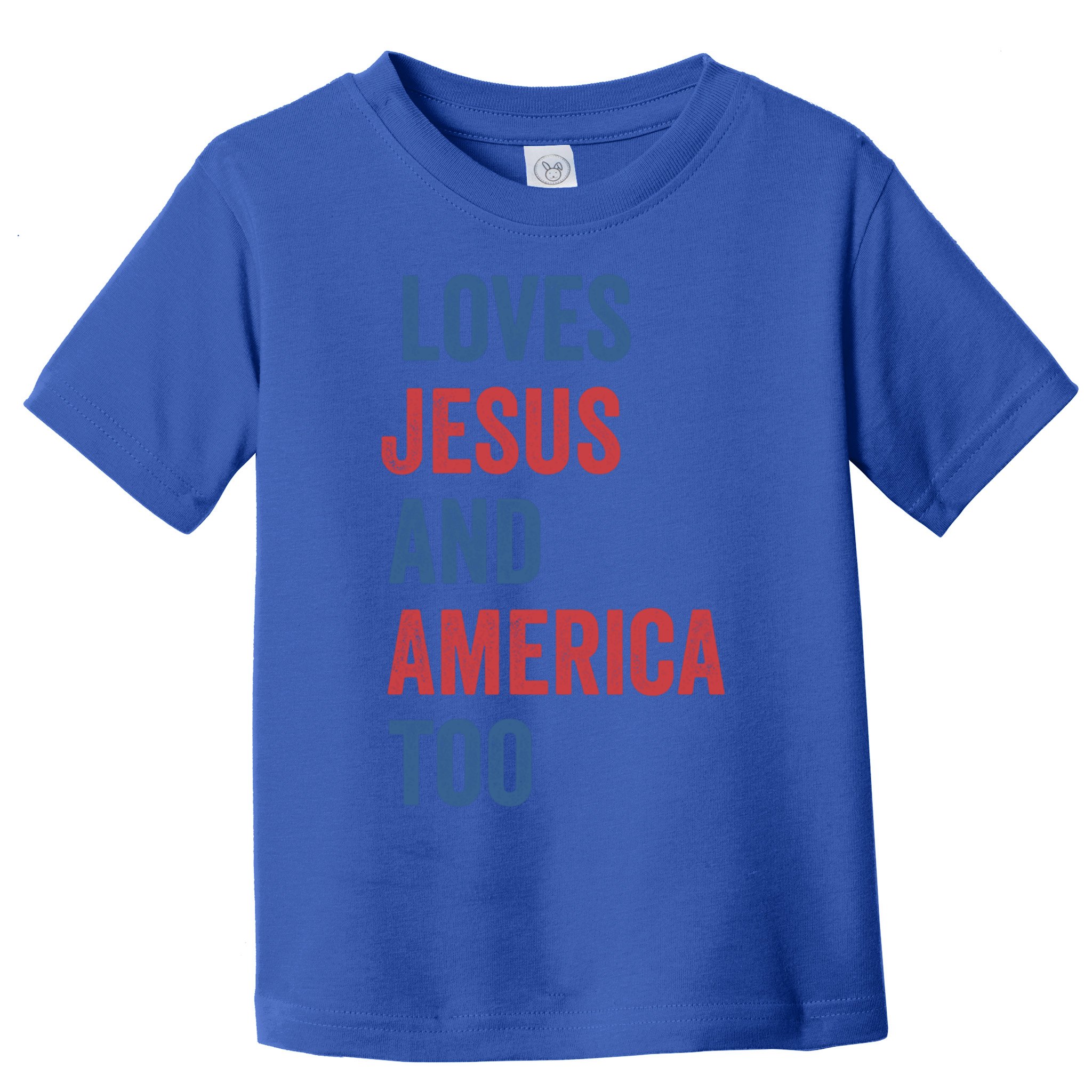 Retro Loves Jesus And America Too God Christian 4th Of July Meaningful Gift Toddler T-Shirt