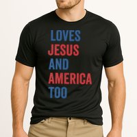 Retro Loves Jesus And America Too God Christian 4th Of July Cooling Performance Crew T-Shirt