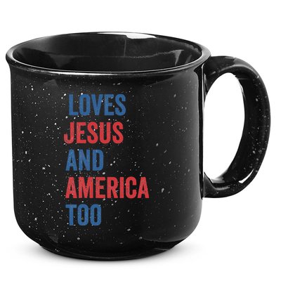 Retro Loves Jesus And America Too God Christian 4th Of July 15oz Campfire Ceramic Mug