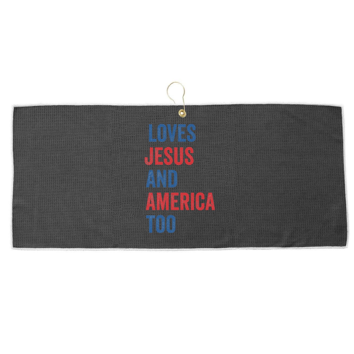 Retro Loves Jesus And America Too God Christian 4th Of July Large Microfiber Waffle Golf Towel