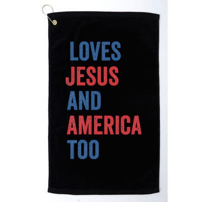 Retro Loves Jesus And America Too God Christian 4th Of July Golf Towel