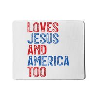 Retro Loves Jesus and America Too God Christian 4th of July Mousepad