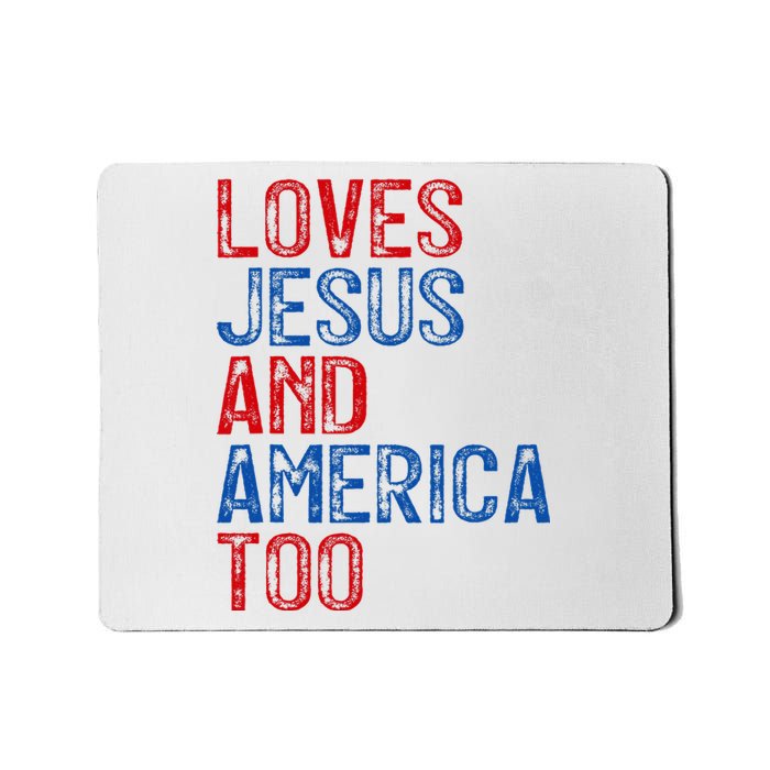 Retro Loves Jesus and America Too God Christian 4th of July Mousepad