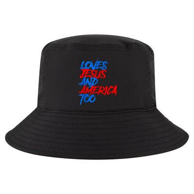 Retro Loves Jesus And America Too God Christian 4th Of July Cool Comfort Performance Bucket Hat