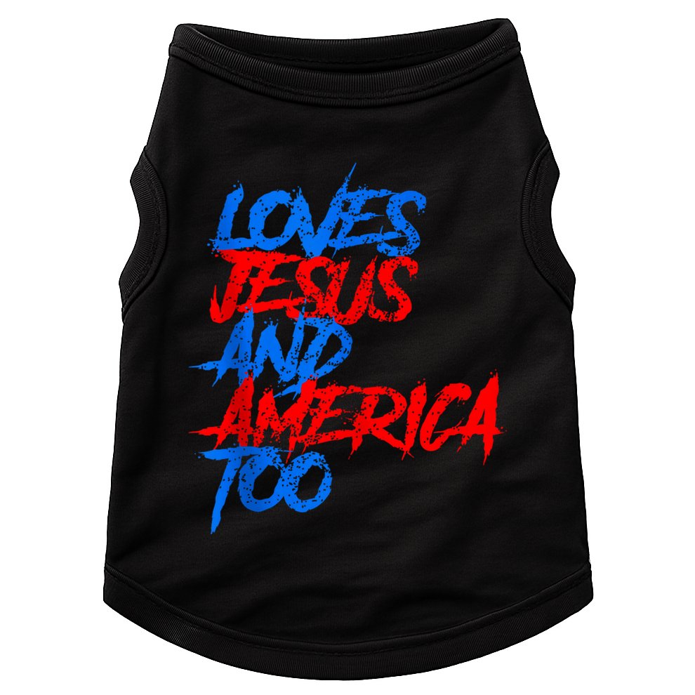 Retro Loves Jesus And America Too God Christian 4th Of July Doggie Tank