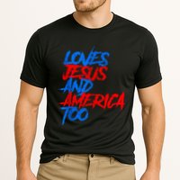 Retro Loves Jesus And America Too God Christian 4th Of July Cooling Performance Crew T-Shirt