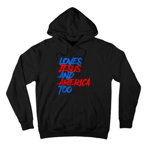 Retro Loves Jesus And America Too God Christian 4th Of July Hoodie