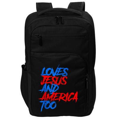 Retro Loves Jesus And America Too God Christian 4th Of July Impact Tech Backpack