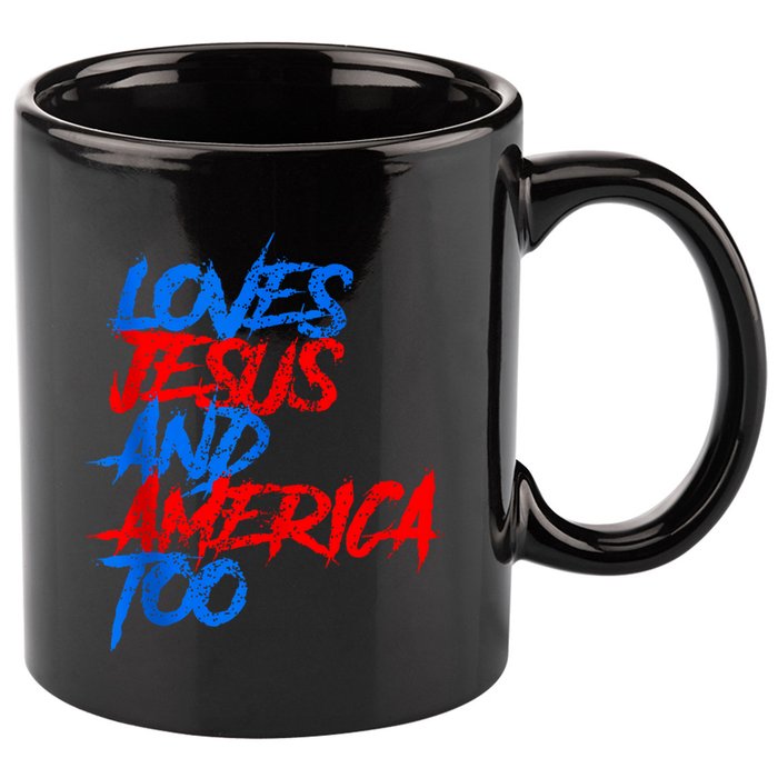 Retro Loves Jesus And America Too God Christian 4th Of July 11oz C Handle Ceramic Mug