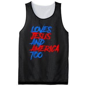 Retro Loves Jesus And America Too God Christian 4th Of July Mesh Reversible Basketball Jersey Tank