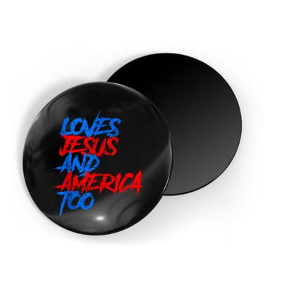 Retro Loves Jesus And America Too God Christian 4th Of July Magnet