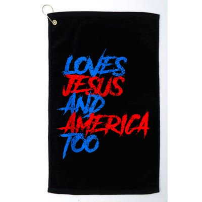 Retro Loves Jesus And America Too God Christian 4th Of July Golf Towel