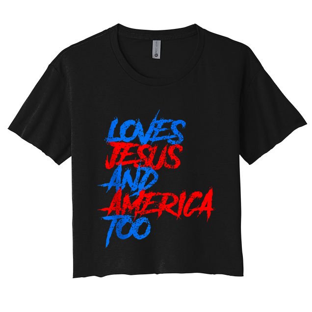 Retro Loves Jesus And America Too God Christian 4th Of July Crop Top