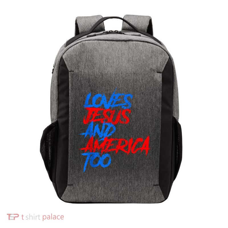 Retro Loves Jesus And America Too God Christian 4th Of July Vector Backpack
