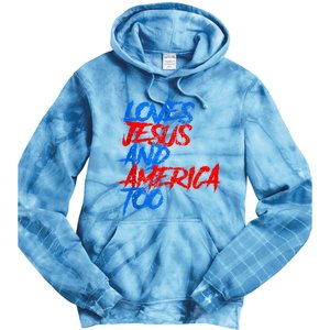 Retro Loves Jesus And America Too Tie Dye Hoodie