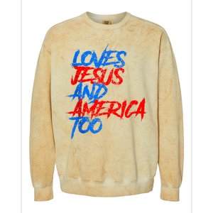 Retro Loves Jesus And America Too Colorblast Crewneck Sweatshirt