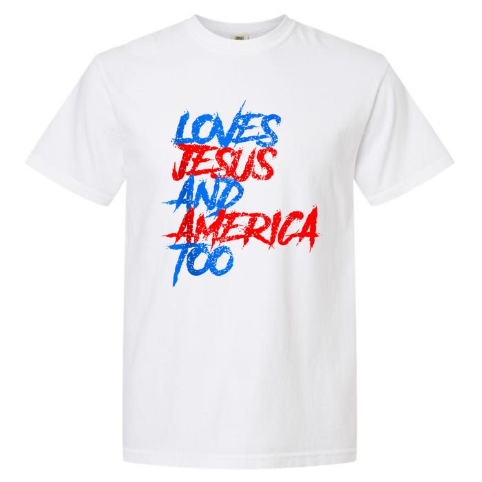 Retro Loves Jesus And America Too Garment-Dyed Heavyweight T-Shirt