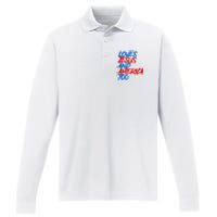 Retro Loves Jesus And America Too Performance Long Sleeve Polo