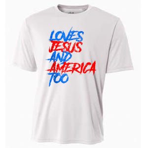 Retro Loves Jesus And America Too Cooling Performance Crew T-Shirt