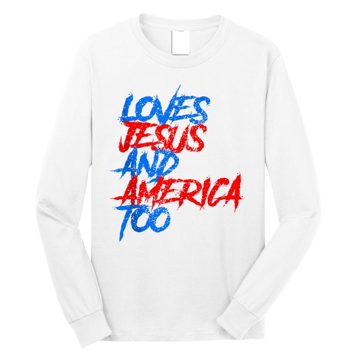 Retro Loves Jesus And America Too Long Sleeve Shirt