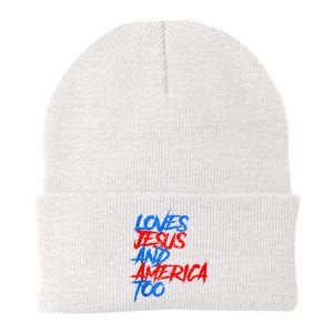 Retro Loves Jesus And America Too Knit Cap Winter Beanie