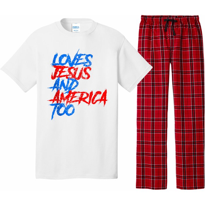 Retro Loves Jesus And America Too Pajama Set