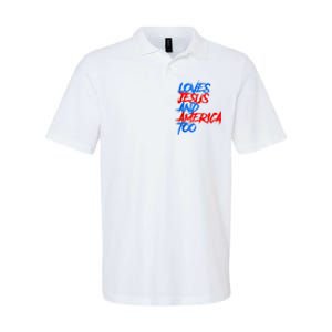 Retro Loves Jesus And America Too Softstyle Adult Sport Polo