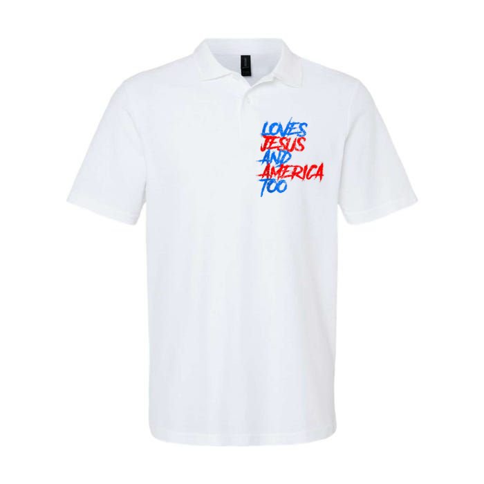 Retro Loves Jesus And America Too Softstyle Adult Sport Polo