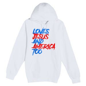 Retro Loves Jesus And America Too Premium Pullover Hoodie