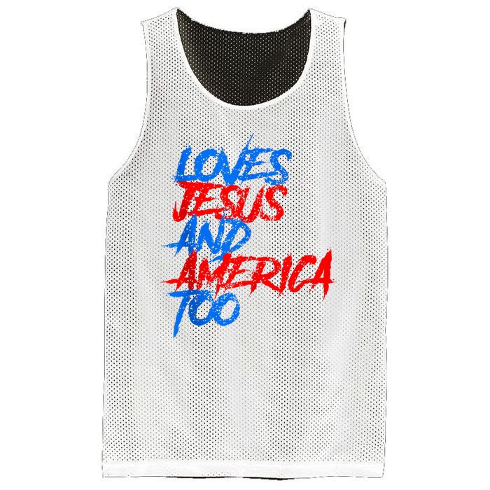 Retro Loves Jesus And America Too Mesh Reversible Basketball Jersey Tank