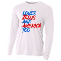 Retro Loves Jesus And America Too Cooling Performance Long Sleeve Crew