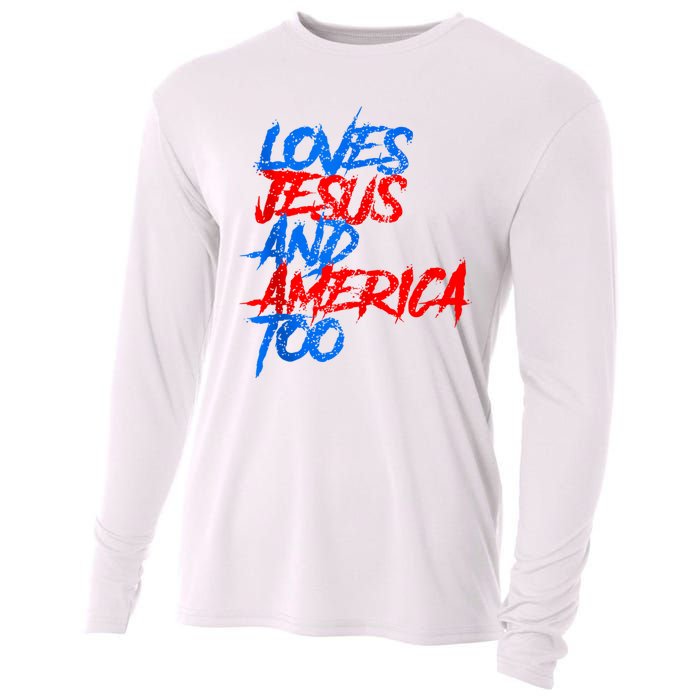 Retro Loves Jesus And America Too Cooling Performance Long Sleeve Crew