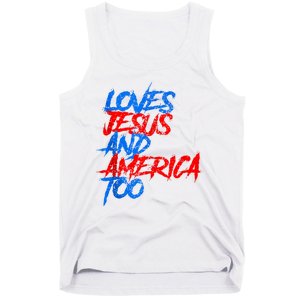 Retro Loves Jesus And America Too Tank Top