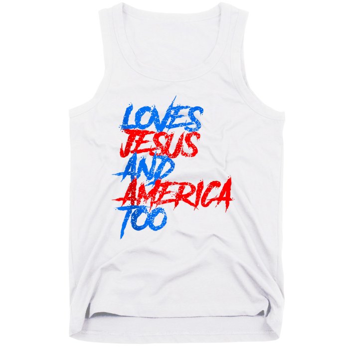 Retro Loves Jesus And America Too Tank Top