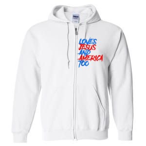 Retro Loves Jesus And America Too Full Zip Hoodie