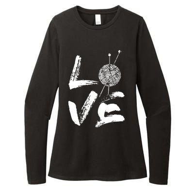 Retro Love Knitting Ball Of Yarn Vintage Hobby Gift Womens CVC Long Sleeve Shirt