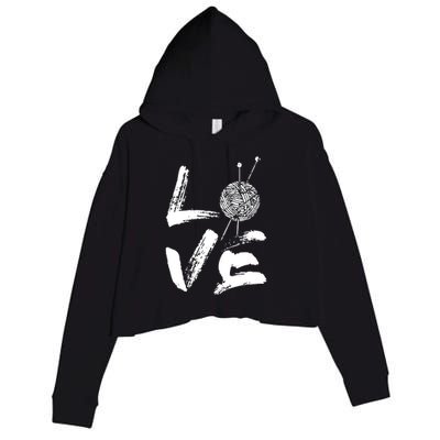 Retro Love Knitting Ball Of Yarn Vintage Hobby Gift Crop Fleece Hoodie