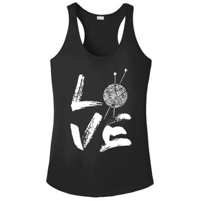 Retro Love Knitting Ball Of Yarn Vintage Hobby Gift Ladies PosiCharge Competitor Racerback Tank