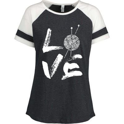 Retro Love Knitting Ball Of Yarn Vintage Hobby Gift Enza Ladies Jersey Colorblock Tee