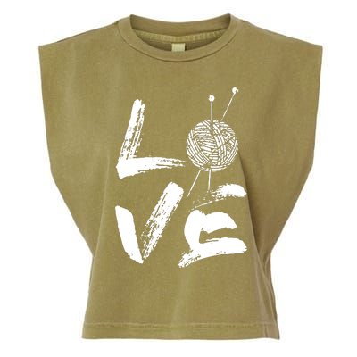 Retro Love Knitting Ball Of Yarn Vintage Hobby Gift Garment-Dyed Women's Muscle Tee